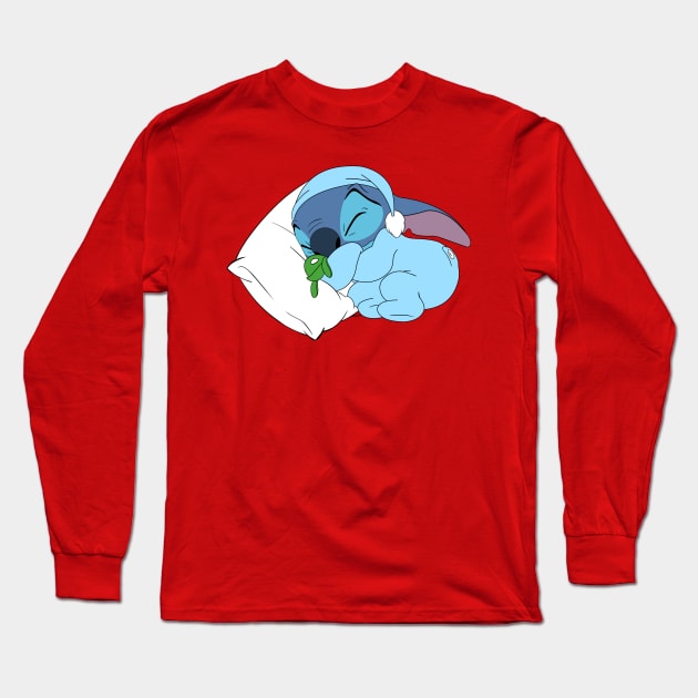 Sleeping Stitch Long Sleeve T-Shirt by Nykos